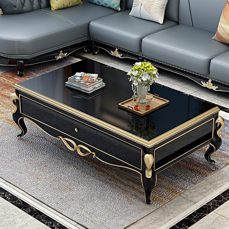 森美人美式小户型实木简约轻奢茶几电视柜组合欧式法式别墅客厅家具套装 1.4m理石茶几+2m理石电视柜整装