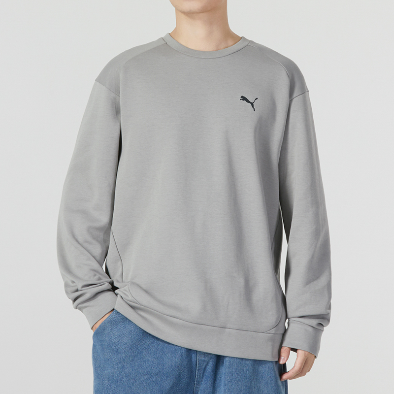 彪马（PUMA）卫衣男装新款圆领休闲服跑步健身训练运动服舒适套头衫678368-01 ZP M 678368-14/灰色