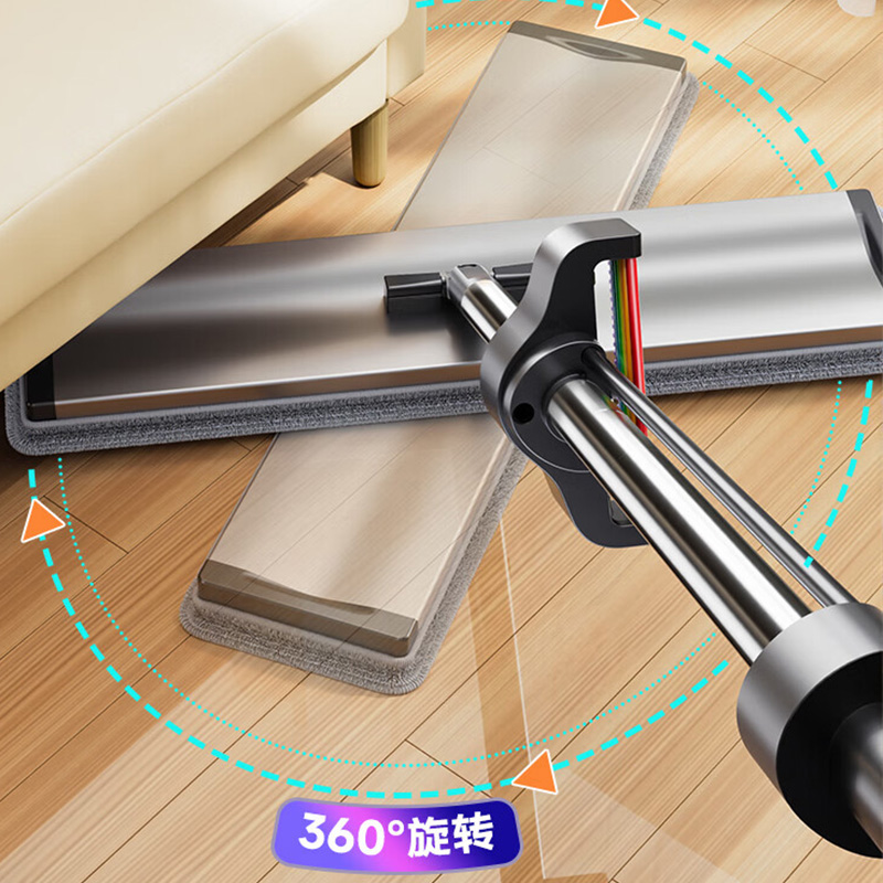 佳帮手拖把铝板免手洗平拖面板自动回弹4布JBS-PBTB-CHJ250-GOG4P高清大图