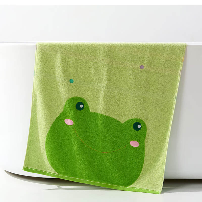 洁玉 开心乐园纯棉儿童浴巾 60cm*120cm 290g 绿色高清大图
