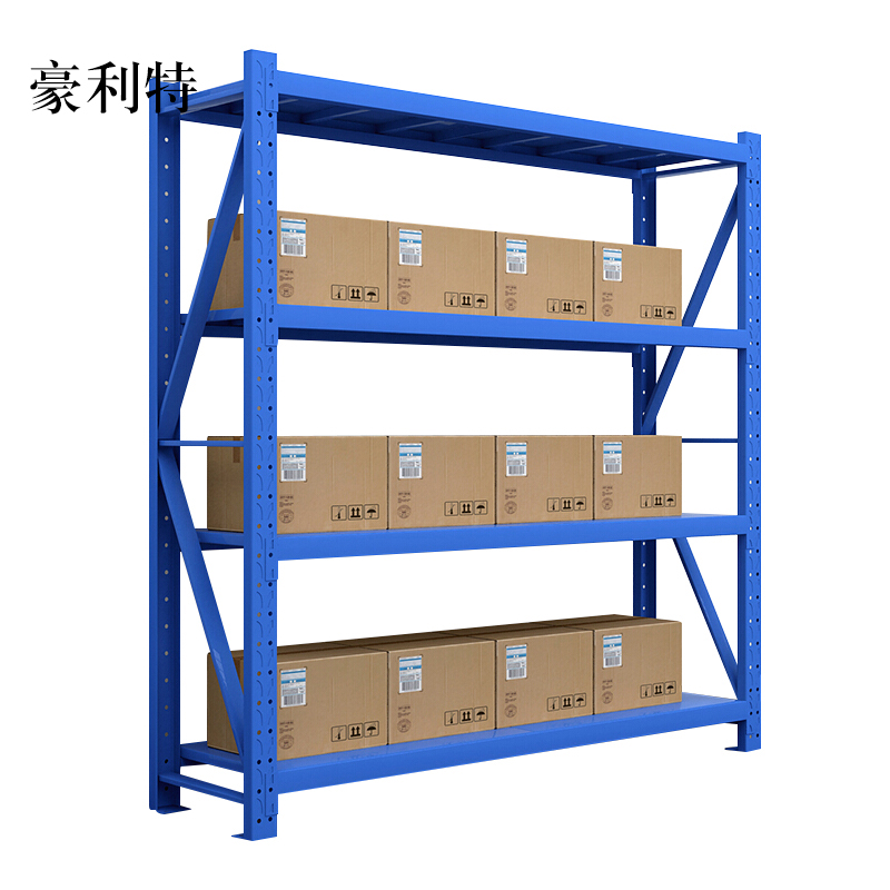 豪利特仓库仓储货架四层金属五金货架家用中型重型置物架展示架子承重200kg高清大图