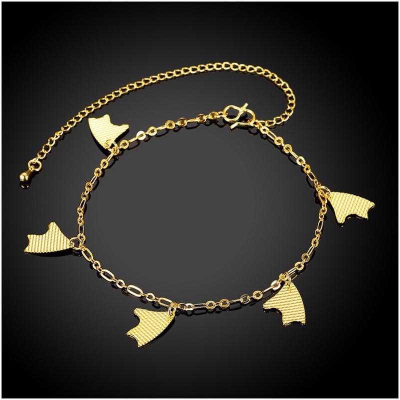 A049-A Women 18K yellow gold anklet jewelry 镀黄金色女脚链潮