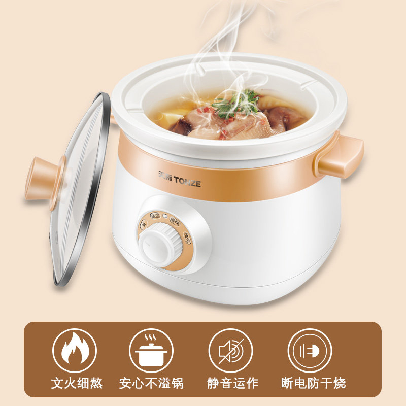 天际(TONZE)电炖锅煲汤锅白陶瓷家用熬粥炖汤锅2LDGJ20-20CD