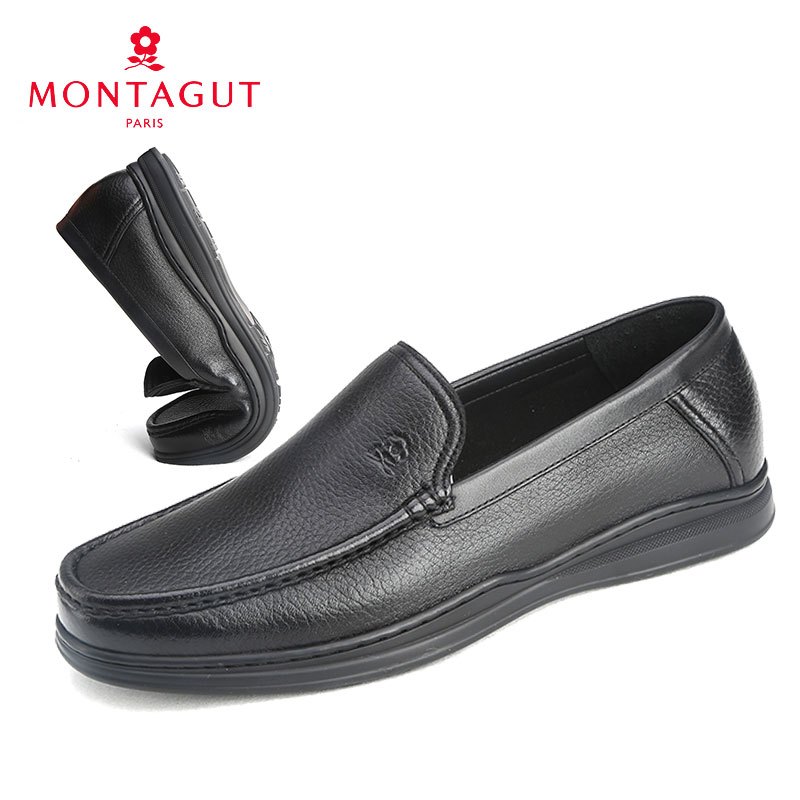 梦特娇男鞋 2022新款春季羊皮轻质软皮休闲时尚一脚蹬减震乐福鞋