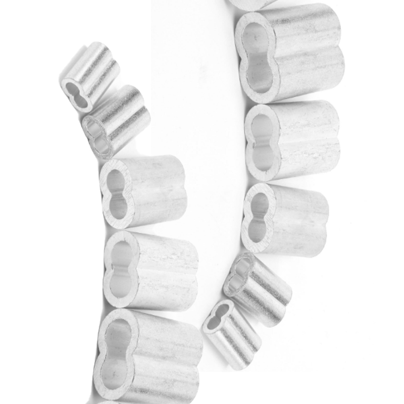 蒙企智品钢丝绳铝套双孔铝扣夹头8字型铝套高清大图