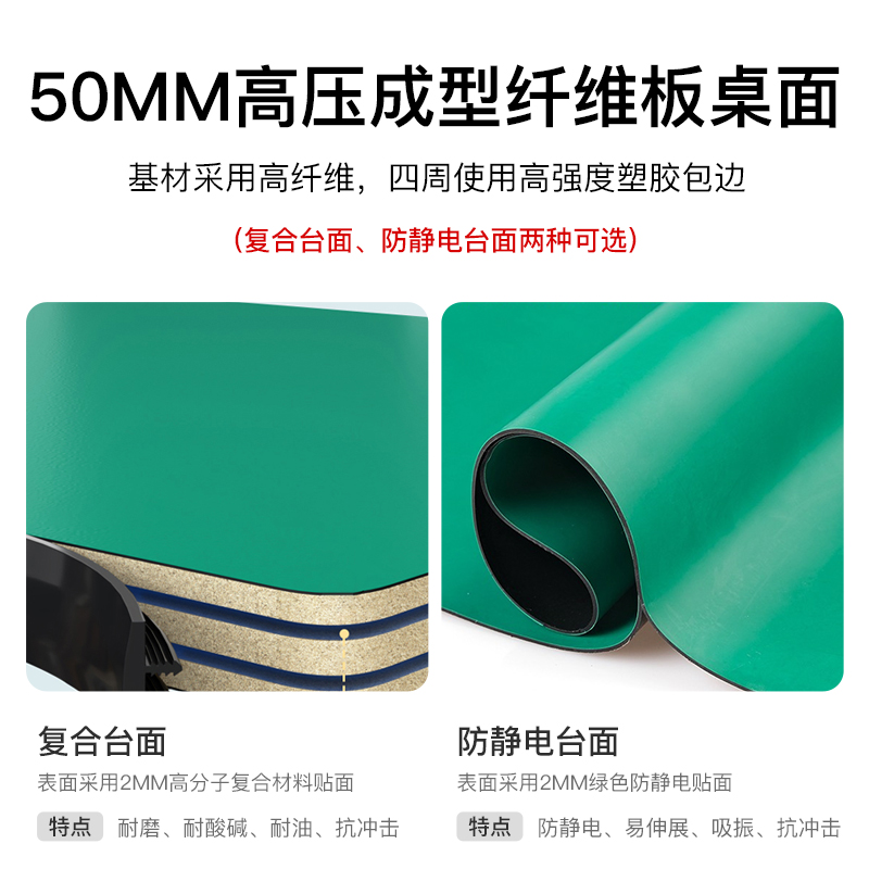 尔迈 重型钳工工作台防静电操作台工厂多功能工具台 2.1米单桌+吊抽高清大图