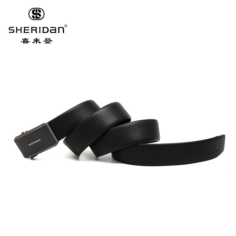 喜来登SHERIDAN男士内穿自动扣头层牛皮皮带(彩盒)高清大图