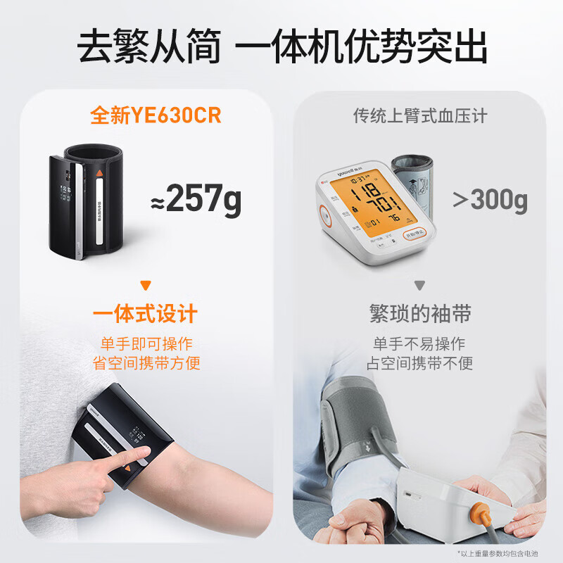 鱼跃(yuwell)电子血压计臂式一体血压仪家用蓝牙传输充电精准测量YE630CR 一体式蓝牙信息传输记忆YE630CR高清大图