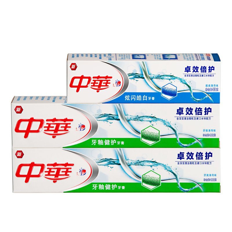 中华卓效倍护牙釉健护牙膏180g*2+炫闪皓白牙膏75g