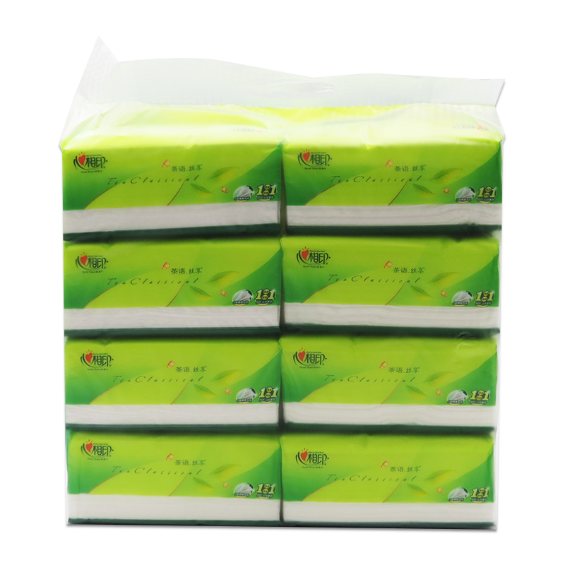 心相印 DT32130 爱茶语爱分享抽纸3层无香面巾纸家用餐巾纸8包 1提