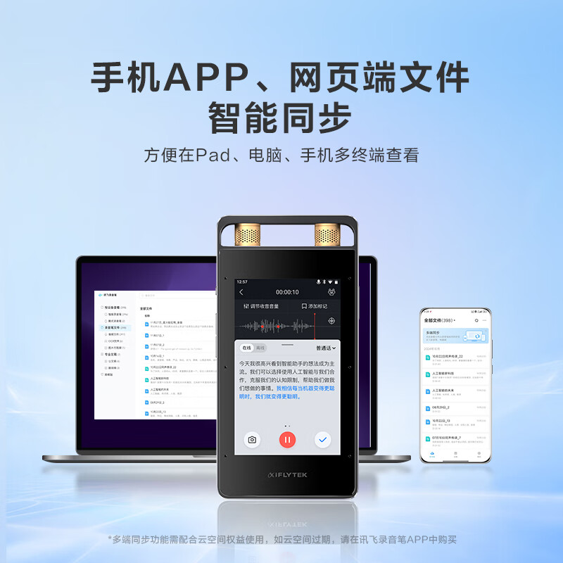 科大讯飞AI录音笔SR502 免费录音转文字智能降噪录音便携专业录音设备高清大图