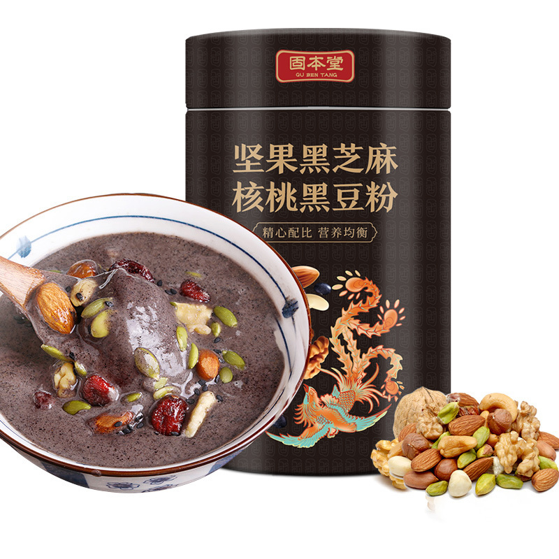 买一发二 固本堂坚果黑芝麻核桃黑豆粉五谷杂粮粉营早餐营养代餐粉500g