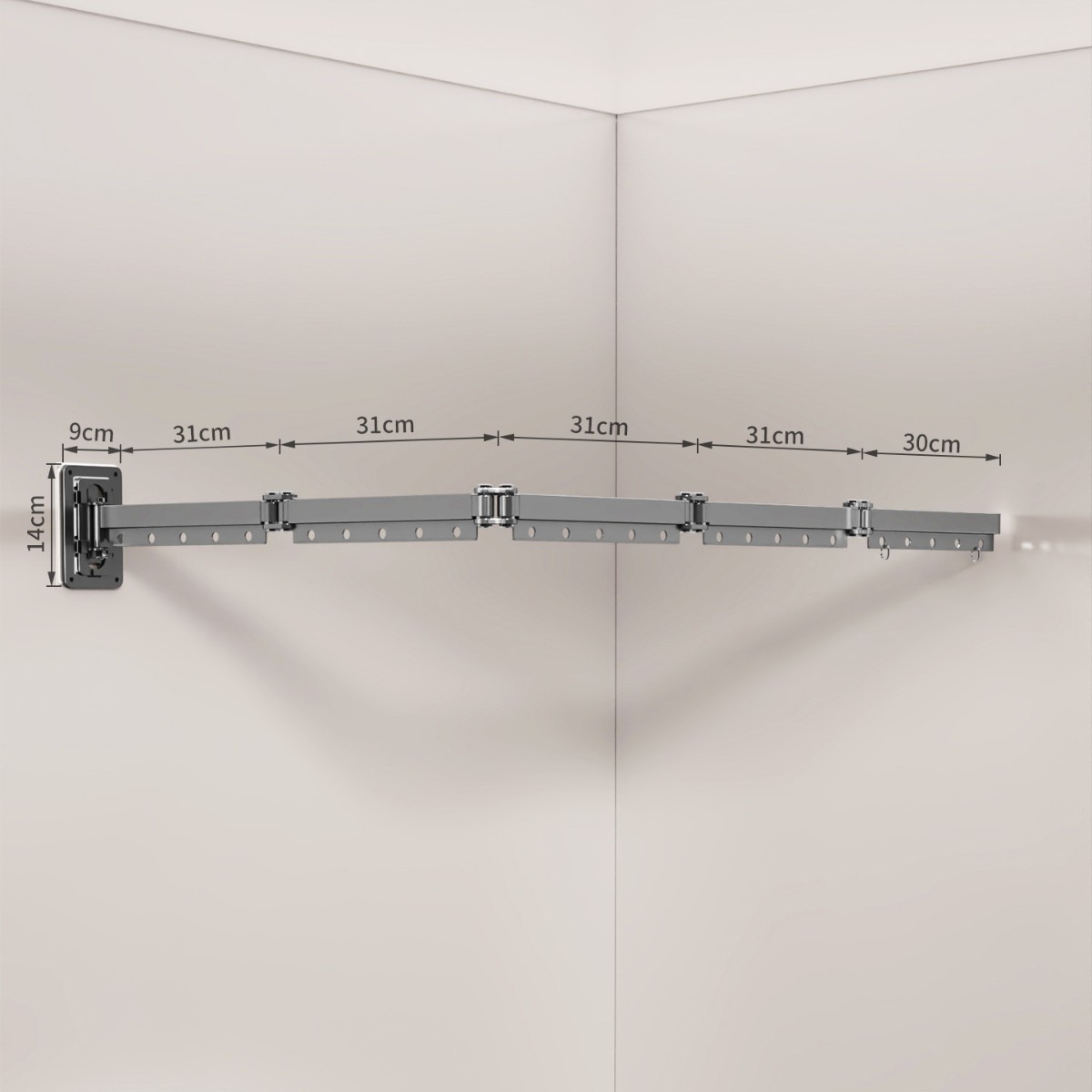 力豪折叠浴帘 浴室洗澡遮挡防水布 高档隐形强粘卫生间干湿分离隔断 枪灰五折晾衣架