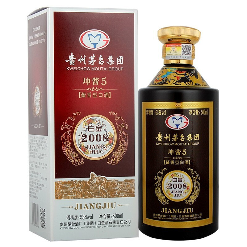 贵州茅台集团 白金酒2008 坤酱5 53度 500ml 单瓶装 酱香型 白酒