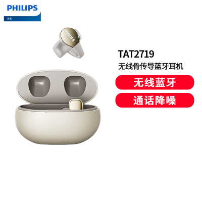 飞利浦（PHILIPS）骨传导概念真无线 蓝牙耳机 开放式挂耳式耳夹式高端运动通话降噪TAT2719-白