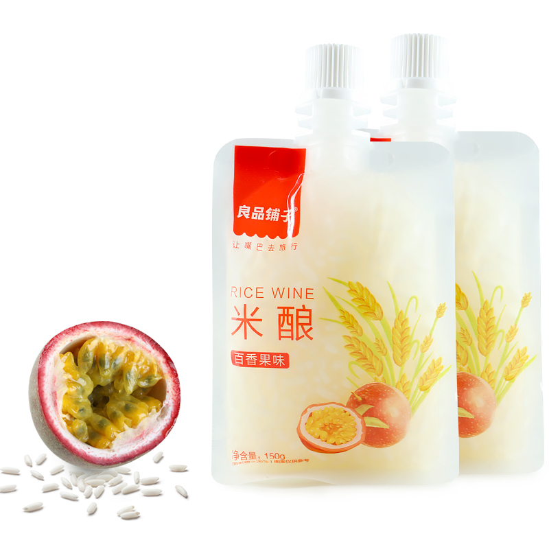 [良品铺子-米酿150gx4袋] 百香果味吸食小包装休闲零食果冻布丁
