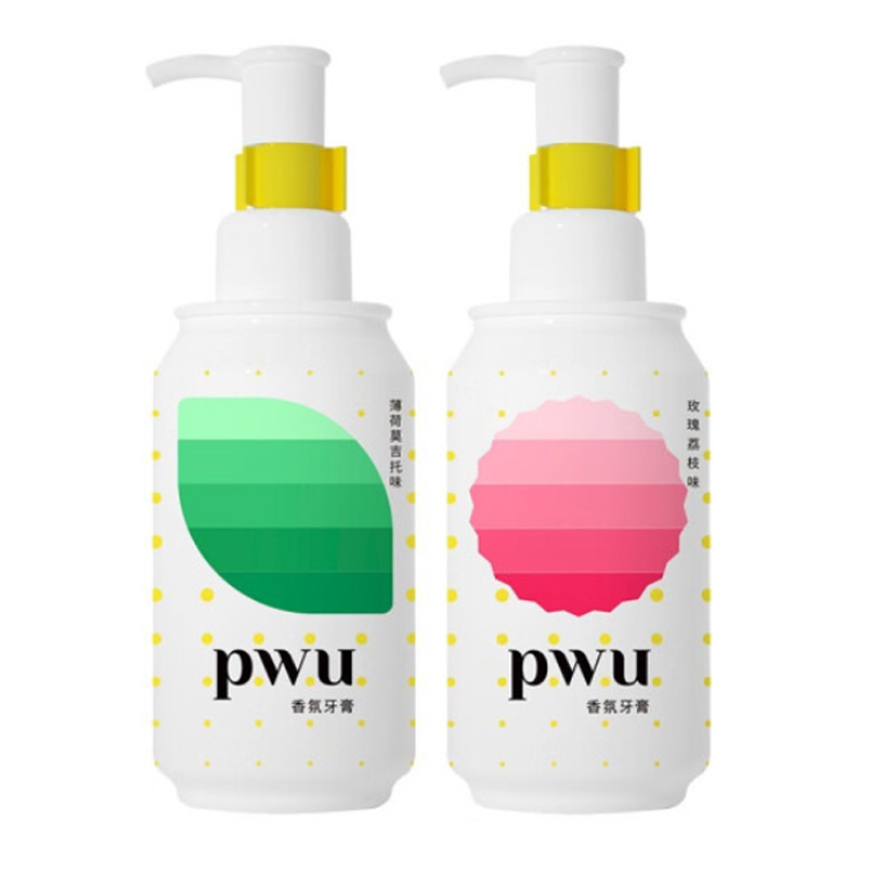 朴物大美PWU果汁牙膏清新口气去黄牙垢益生菌牙膏女生 按压式 玫瑰荔枝*2瓶+莫吉托*1瓶
