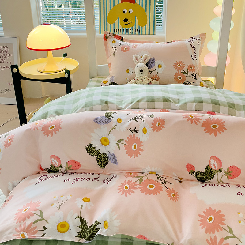 约克罗兰家纺亲肤套件舒柔棉印花四件套高清大图