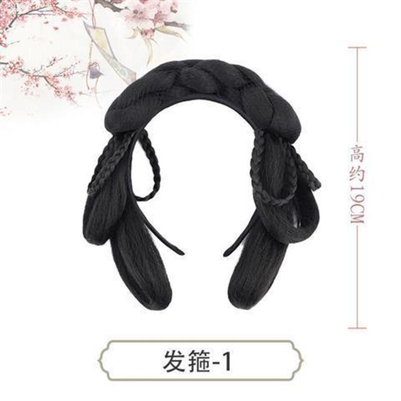 汉服假发女童古风发包发型汉服发髻发箍一体头发造型儿童古装假发 发箍-18