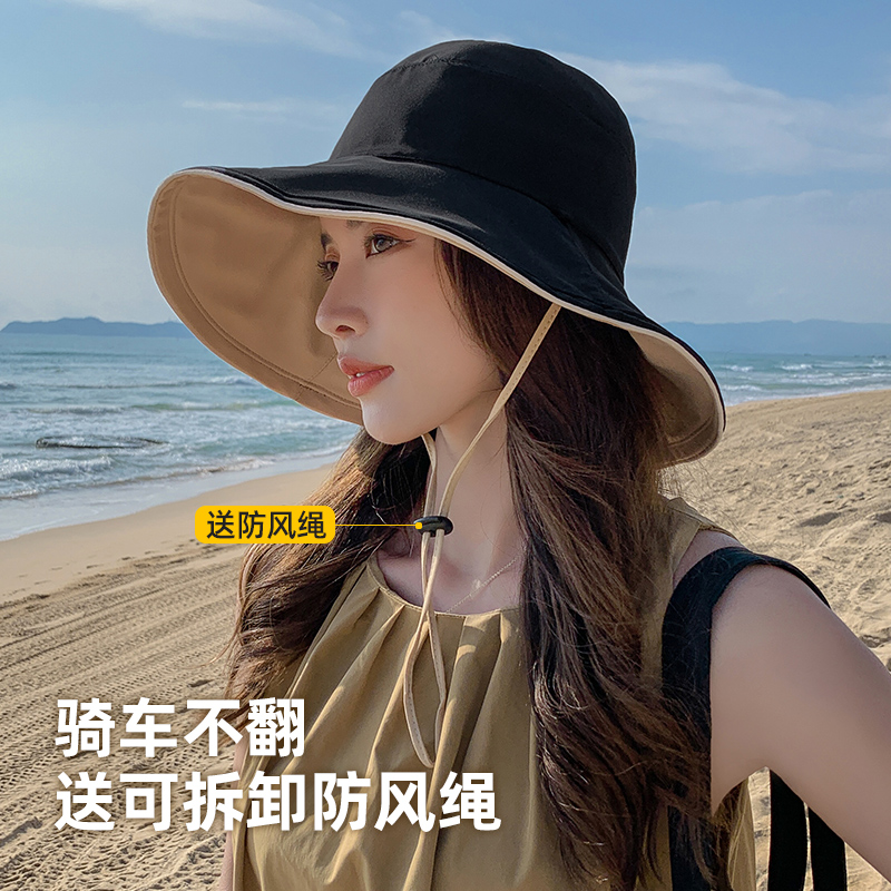渔夫帽女款新夏季大帽檐防紫外线遮阳帽出游遮脸网红防晒太阳新紫高清大图