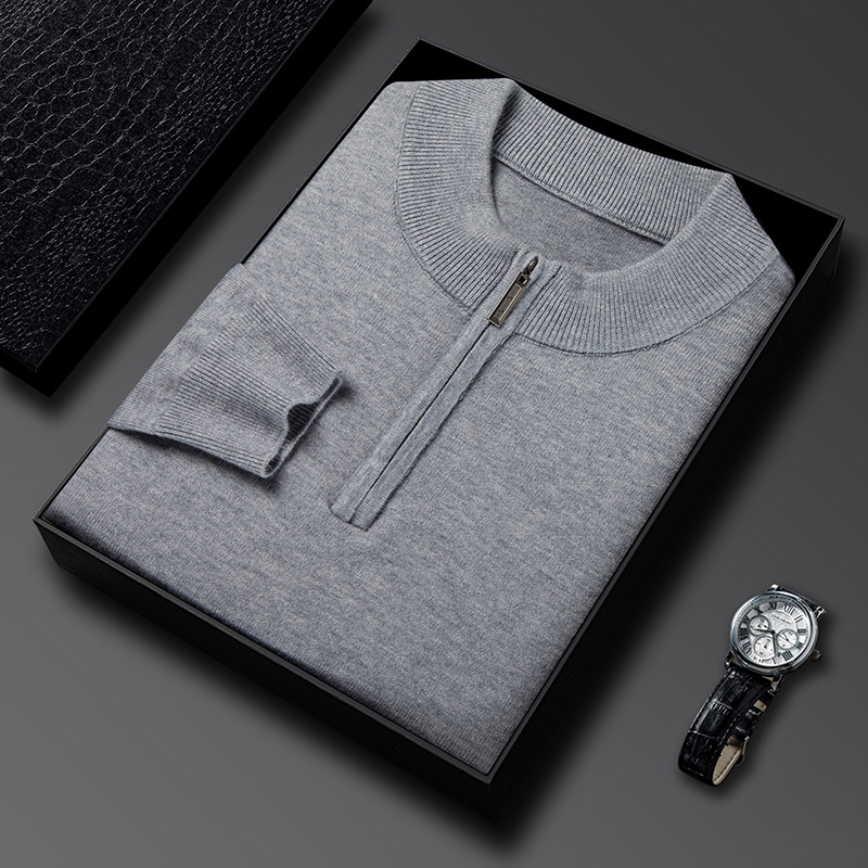 年冬季新款半高领毛衣男加厚长袖中年轻熟休闲套头男士羊毛衫