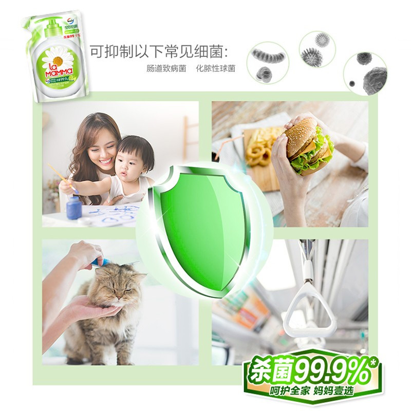威露士（Walch）健康抑菌99.9%洗手液(青柠盈润)袋装525ml家庭便携