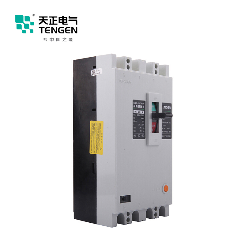 天正电气DZ20L-250 15KA热磁式250A 3P+N手动固定式380V 01020020225塑壳漏电保护断路器