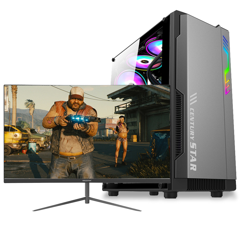 世纪之星 酷睿i5四核/AMD Radein 游戏独显/8G内存/256G固态+500G机械盘 台式电脑 DIY组装机 组装电脑主机 家用办公商务电脑学生游戏电脑台式机+24英寸
