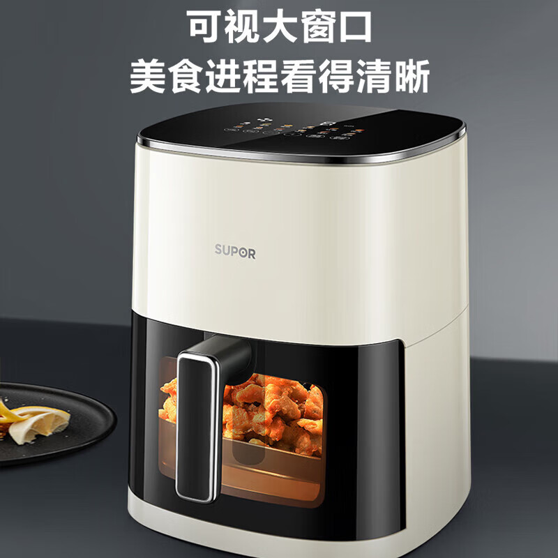 苏泊尔(SUPOR)家用智能空气炸锅6L大容量 可视不用翻面 蒸汽嫩炸 大功率液晶触控电炸锅KD60D79高清大图