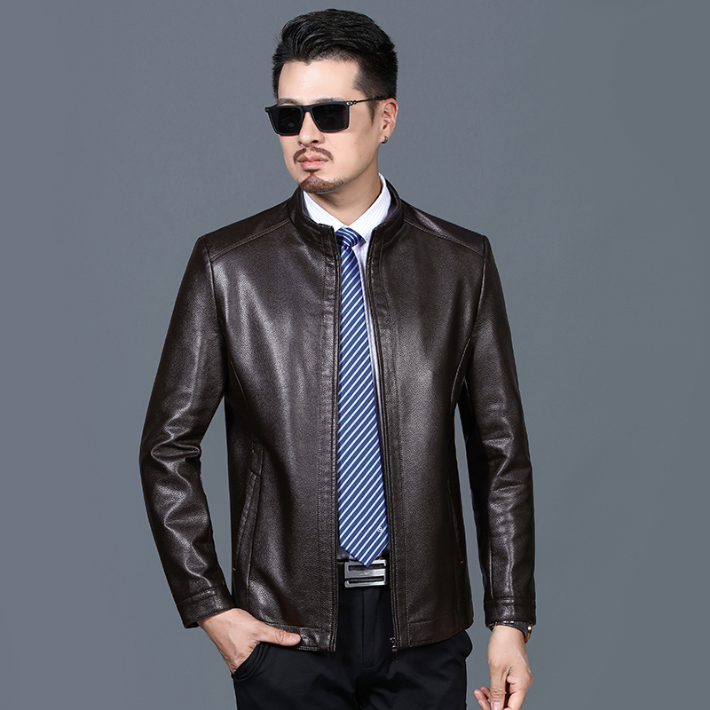 免费试穿 海宁真皮衣男春秋装加绒外套翻领百搭休闲皮夹克4050岁爸爸60衣服大码2024新款外套潮海宁软皮夹克大码男装