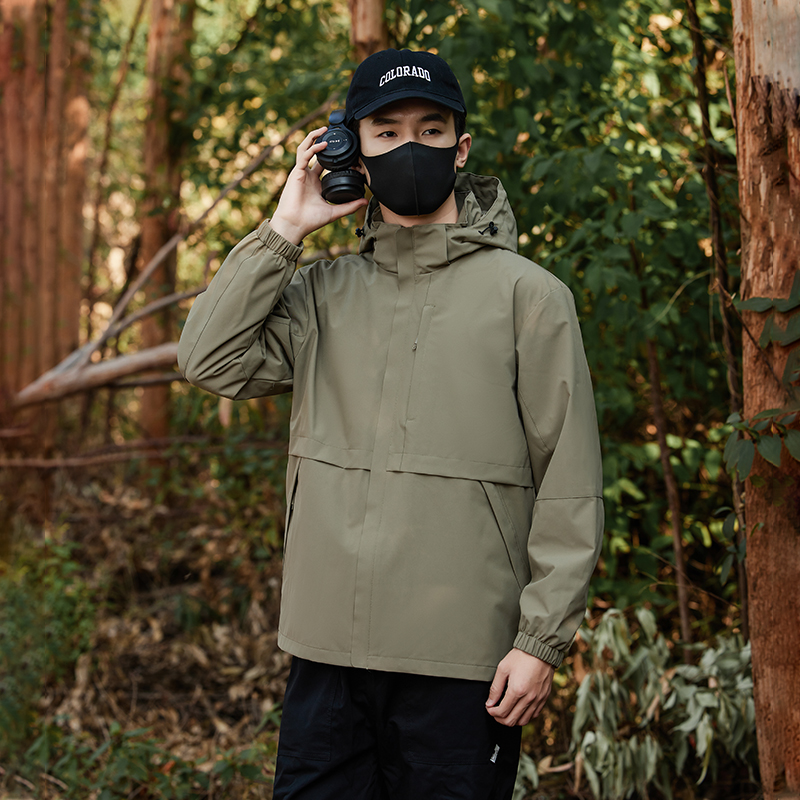 渔人船长时尚春季山系户外风衣情侣款运动外套防风透气单层薄款夹克冲锋衣高清大图