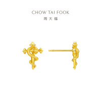 周大福 蛇年生肖权杖蛇足金耳饰黄金耳钉女礼物(工费:320计价)EOF1447七夕礼物