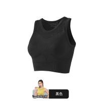 运动内衣防震高强度一体式防抖动跳绳固定胸垫健身文胸女外穿背心 M（建议95-110斤） 【一体固定杯】黑色