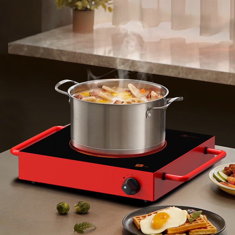 米技(MIJI)电陶炉电磁炉家用台式2100w大功率垂直加热多档温控 BOOST26 纪念款 红色