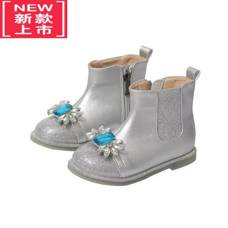 可莉允女童靴子冬季加绒软底爱莎公主鞋宝宝小女孩马丁靴儿童艾莎短靴秋图片