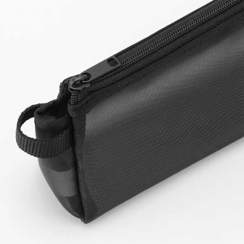 muji无印良品笔袋网眼尼龙黑灰方形船型鹿晗同款简约柬埔寨生产笔盒