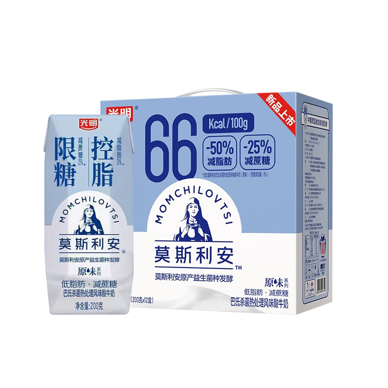 光明莫斯利安原味酸奶低脂肪200g*12盒巴氏杀菌热处理