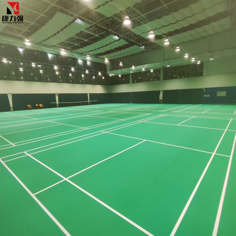 康力强羽毛球场地胶室内场馆防滑地垫PVC运动地板一组108平方可收卷高清大图
