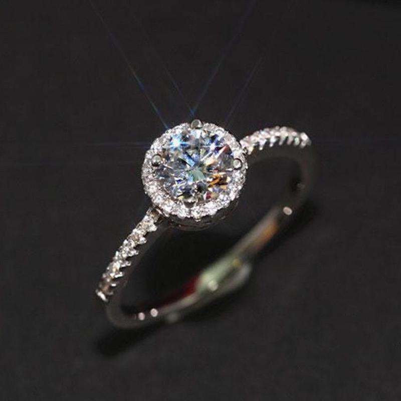 S925满天星求婚钻戒非宝石新款豪华式四爪微镶锆石仿真钻石戒指女 灰色高档绒盒包装 满天星求婚钻戒(开口可调节)