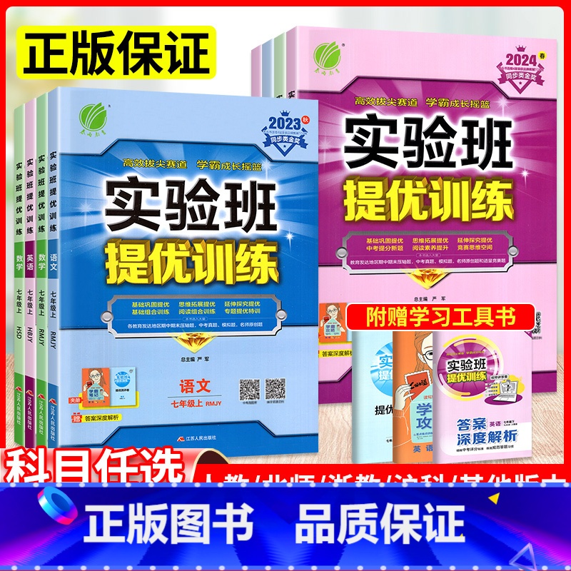 [人教版]语数英 3本 七年级下 [正版]实验班提优训练七年级下册上册数学语文英语政治历史人教北师大版苏教版实验班七下初