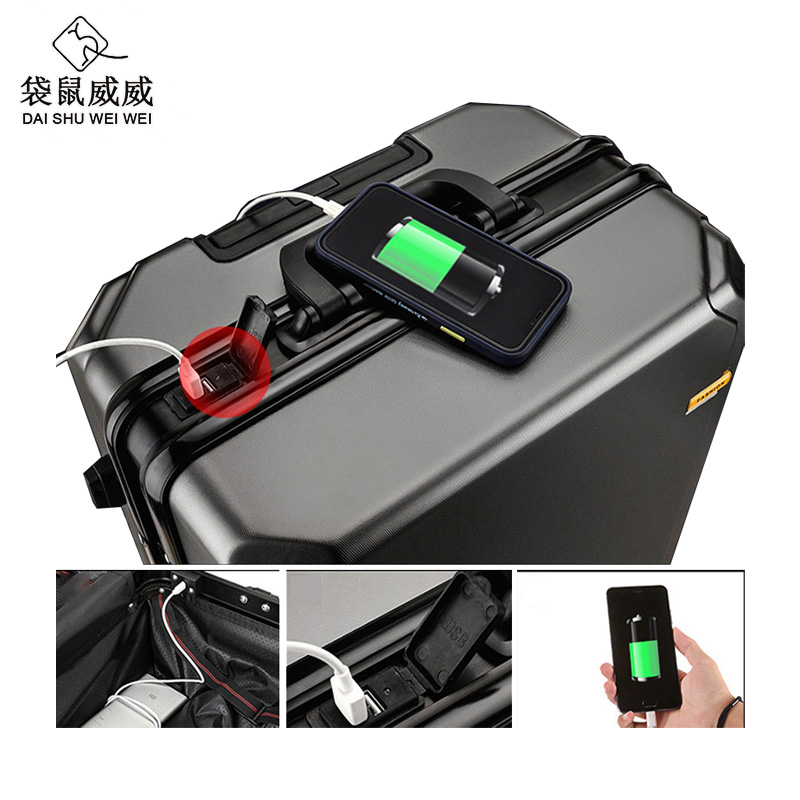 袋鼠威威 拉杆箱+双肩包套装 绿色24寸铝框款+双肩包ZC1933K高清大图