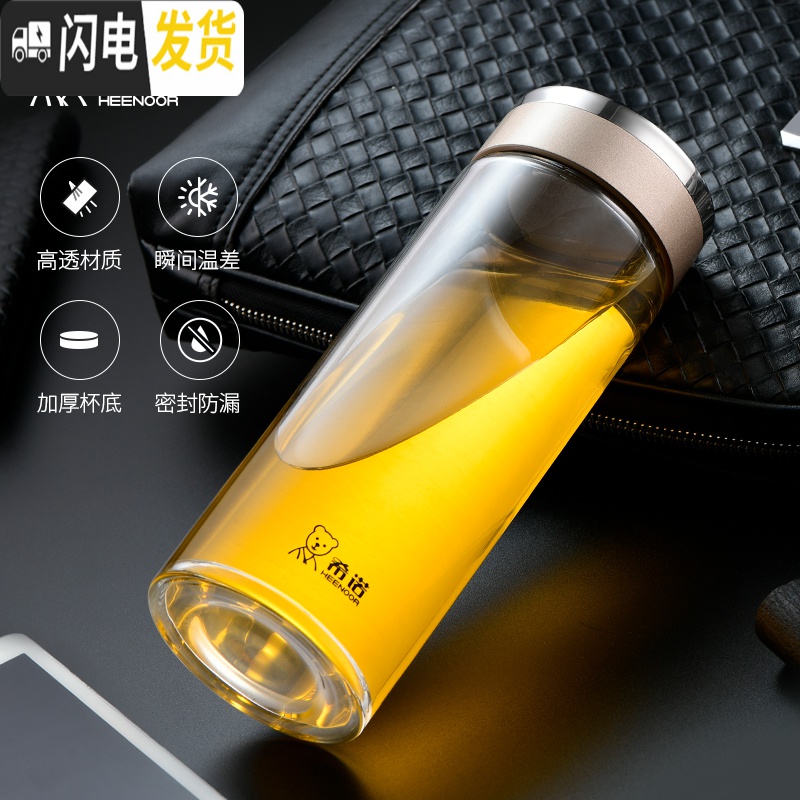 三维工匠单层加厚玻璃杯商务轻奢个性杯子男女带盖泡茶简约水杯_117高清大图