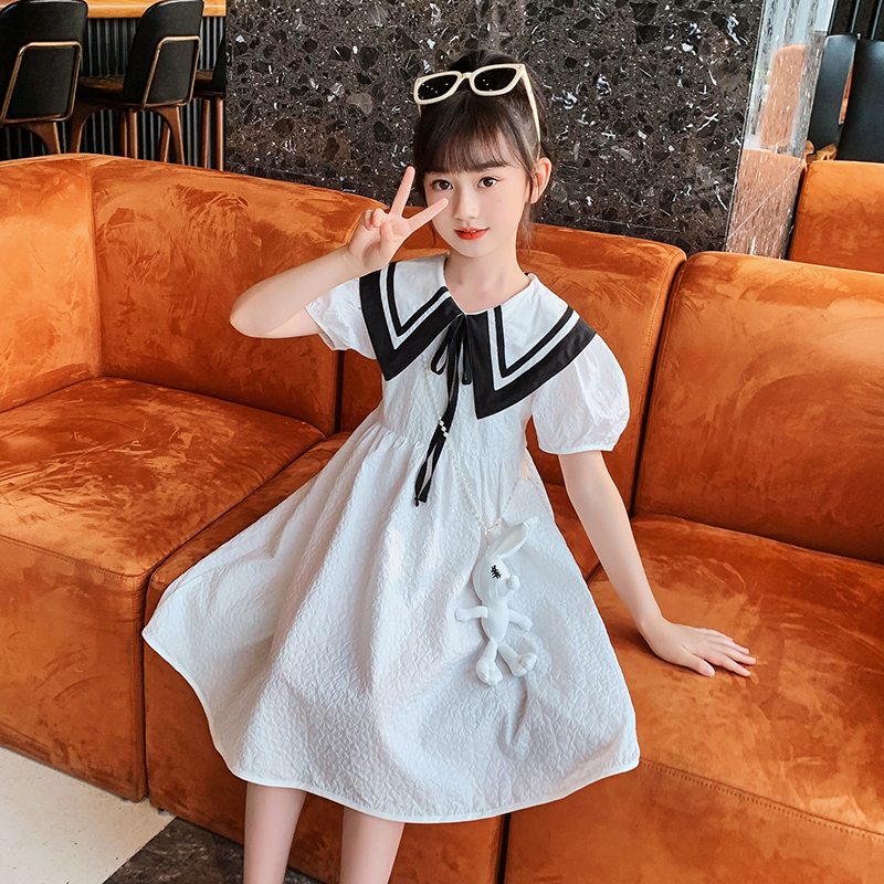 enk女童连衣裙夏装新款儿童洋气中大童学院风小女孩夏季公主裙子视频