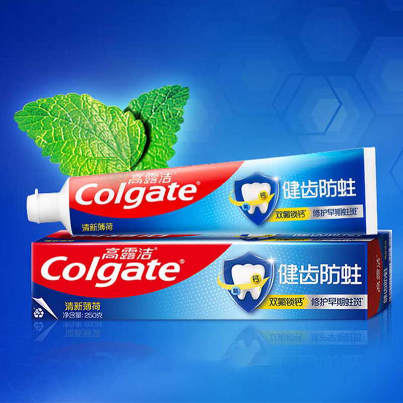 高露洁牙膏清新口气舒爽口腔健齿防蛀清新薄荷250g(包装随机)高清大图