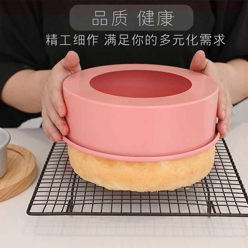 4寸6寸8寸不沾活底蛋糕模碳钢戚风慕斯烘焙工具烤箱圆形蛋糕模具 [实用搭配]手套辅助工具系+ 4英寸阳极圆活底模