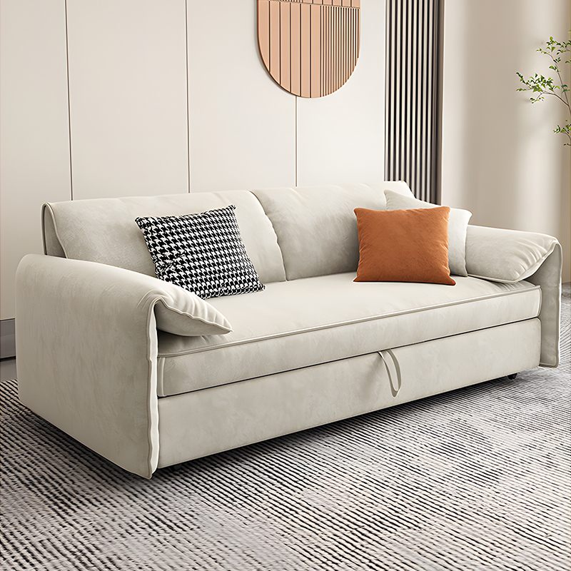 可折叠的实木沙发床两用经济型小户型家用推拉海绵乳胶沙发床客厅家具