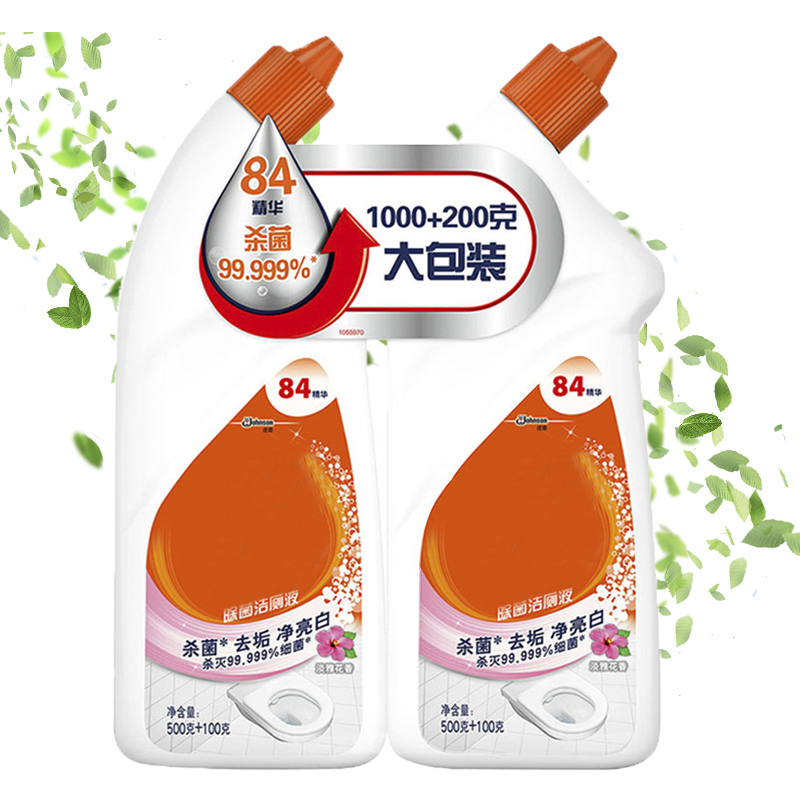 上海家化 厕液洁厕灵厕所清洁剂除菌洁厕液强力除垢7448 淡雅花香0.6*2