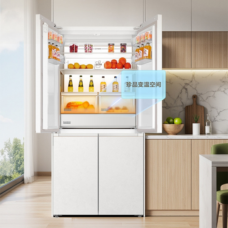 海尔十字对开门冰箱BCD-572WGHTD1BYCU1 572升三星级变频电脑控温麦香石彩晶面板高清大图