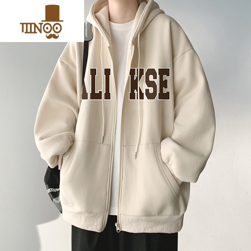 YANXU棉美式外套男士上衣连帽拉链开衫卫衣潮牌冬季加绒厚夹克高清大图