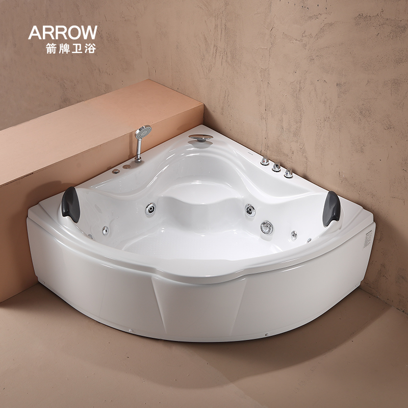 箭牌三角扇形冲浪按摩浴缸1315米亚克力家用中小户型成人浴池